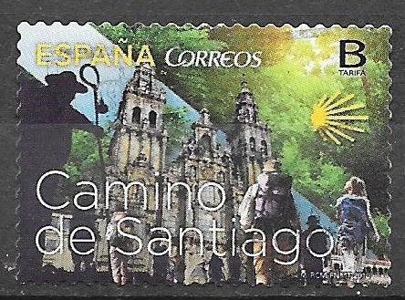 Spanje: Mi. 5068 uit 2016  Santiago de Compostela pelgrim, Postzegels en Munten, Ophalen of Verzenden, Gestempeld