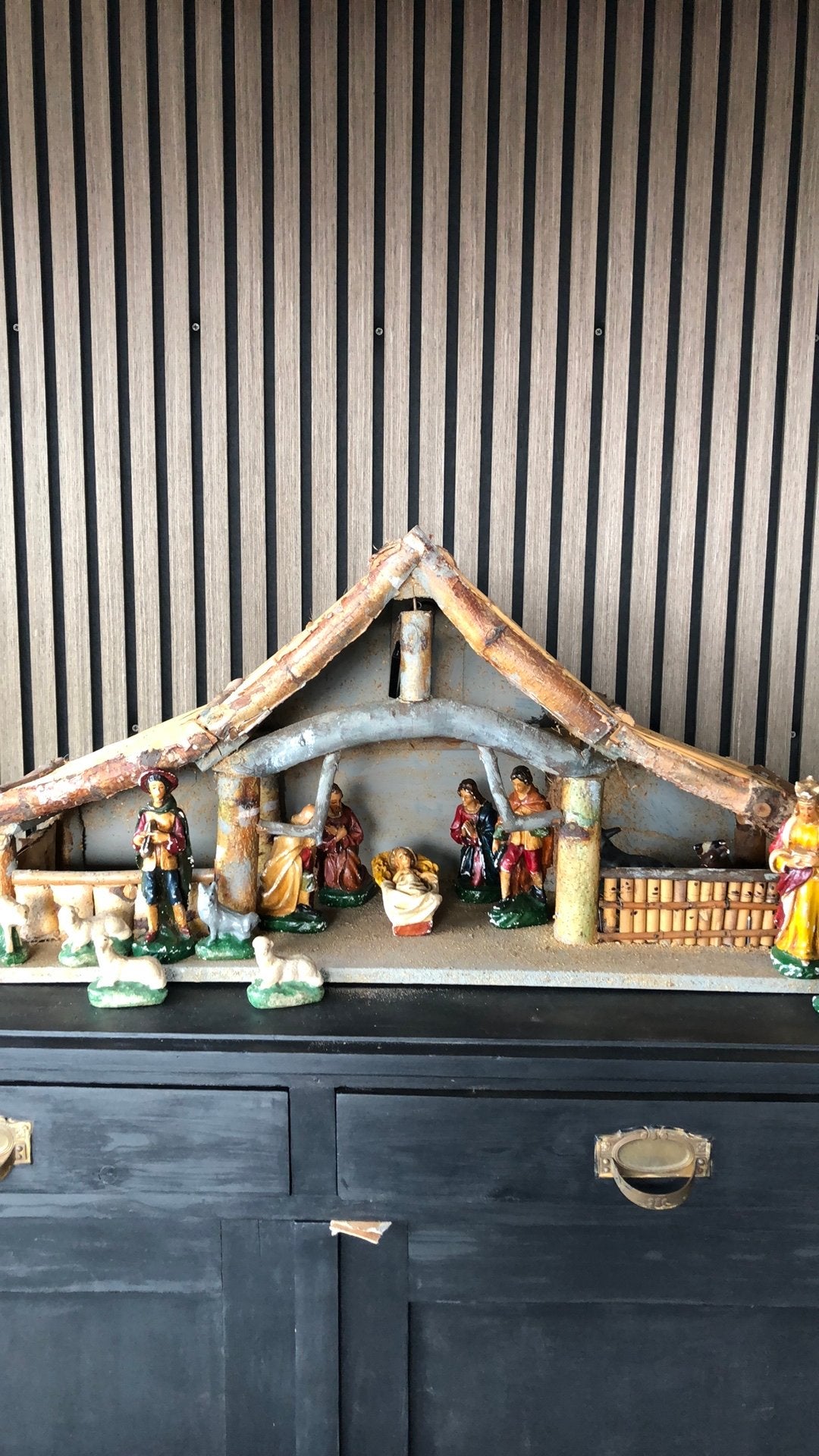Mooie kerstal met oude beeldjes, Diversen, Ophalen, Gebruikt