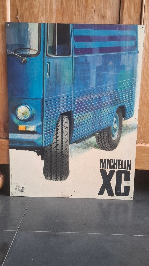 Bord metaal Michelin peugeot j7 geen emailee, Ophalen, Gebruikt, Reclamebord