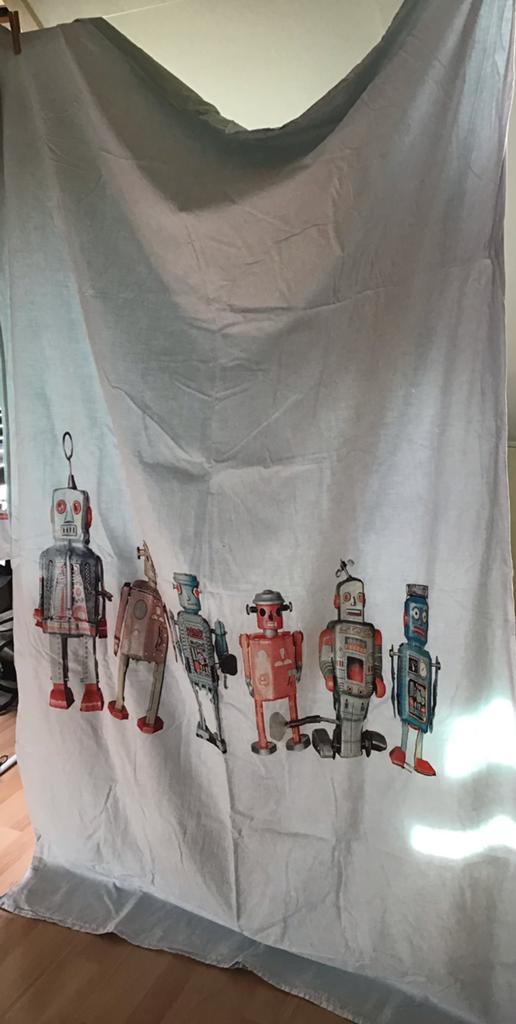 Dekbedovertrek 1- persoons blikken robots 140 cm x 200 cm, Ophalen of Verzenden, Zo goed als nieuw, Jongetje of Meisje, Dekbedovertrek