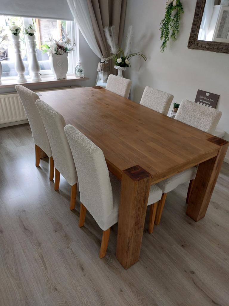 Zo goed als nieuwe 6-persoons eethoek L1.80 B90 H76, Huis en Inrichting, Complete eetkamers, Ophalen, Zo goed als nieuw, 4 tot 6 stoelen