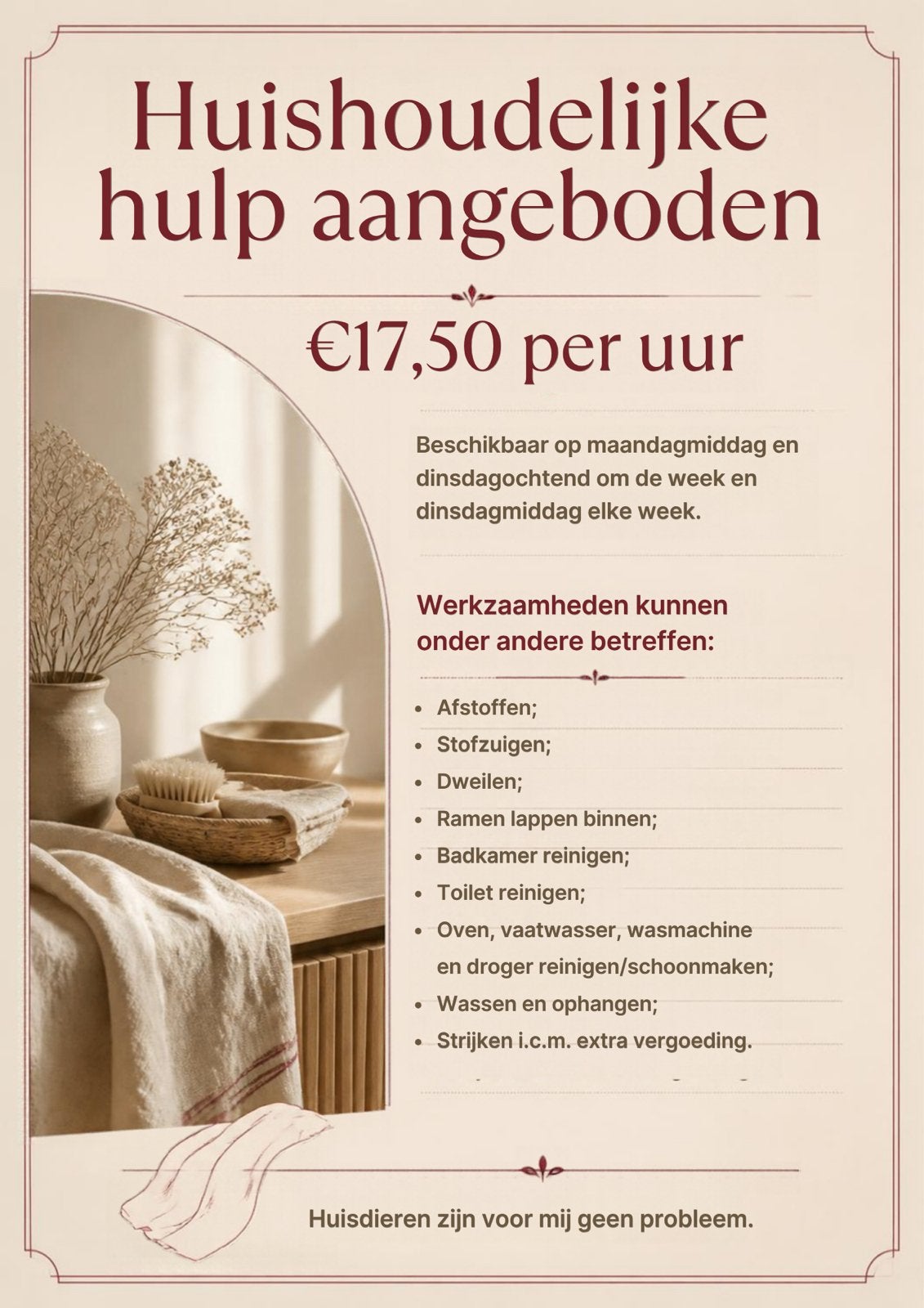Schoonmaakster Aangeboden, Vanaf 10 jaar, Overige vormen