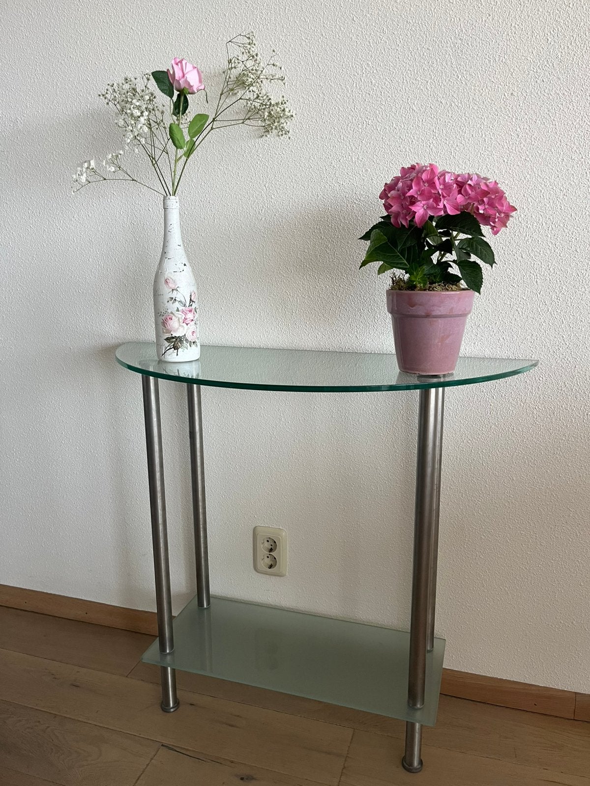 Glazen sidetable, Huis en Inrichting, Ophalen, 100 tot 150 cm, Glas, Zo goed als nieuw