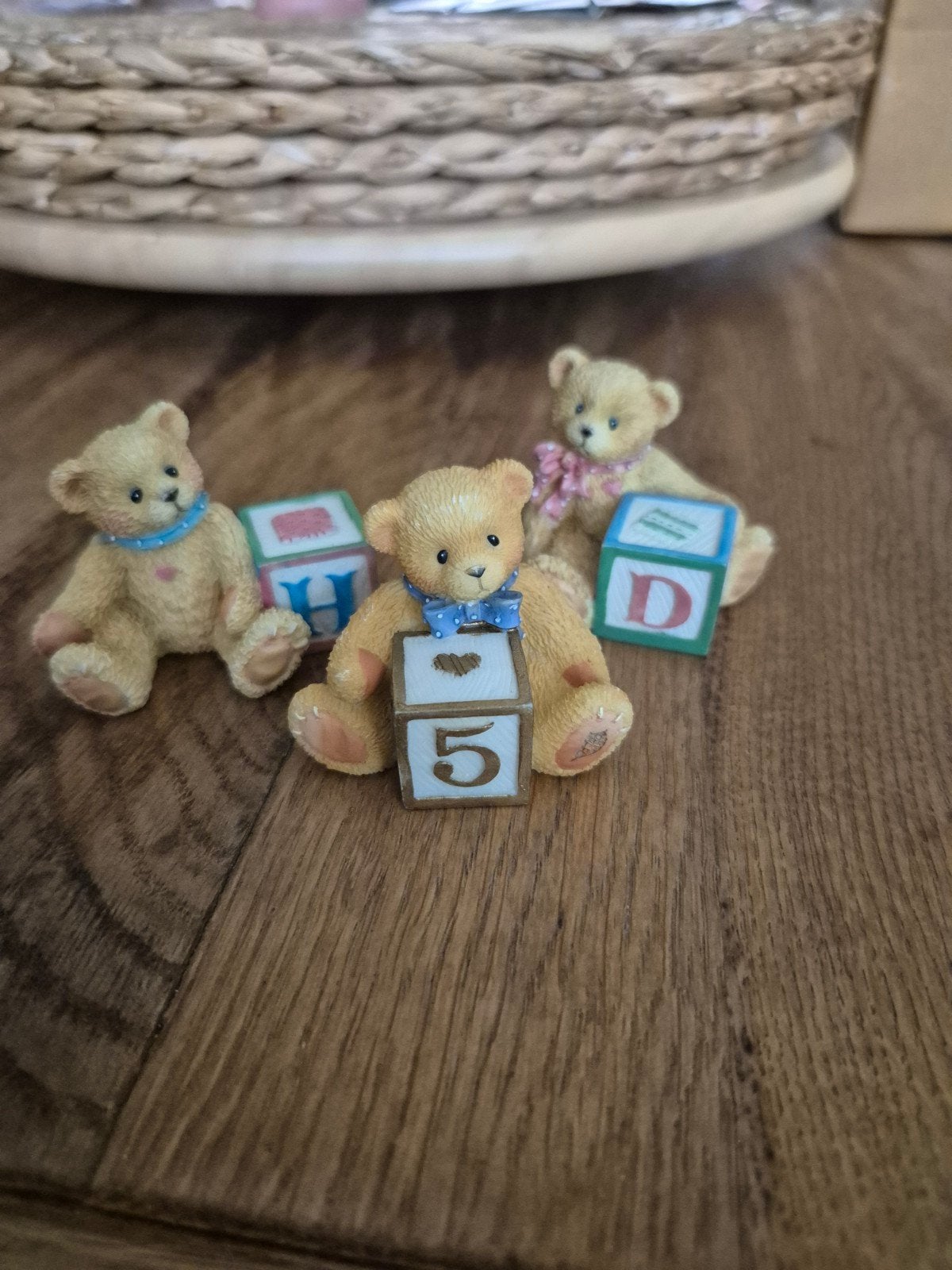 Set van 3 Cherished Teddies beeldjes met blokken, Ophalen, Zo goed als nieuw, Beeldje, Cherished Teddies