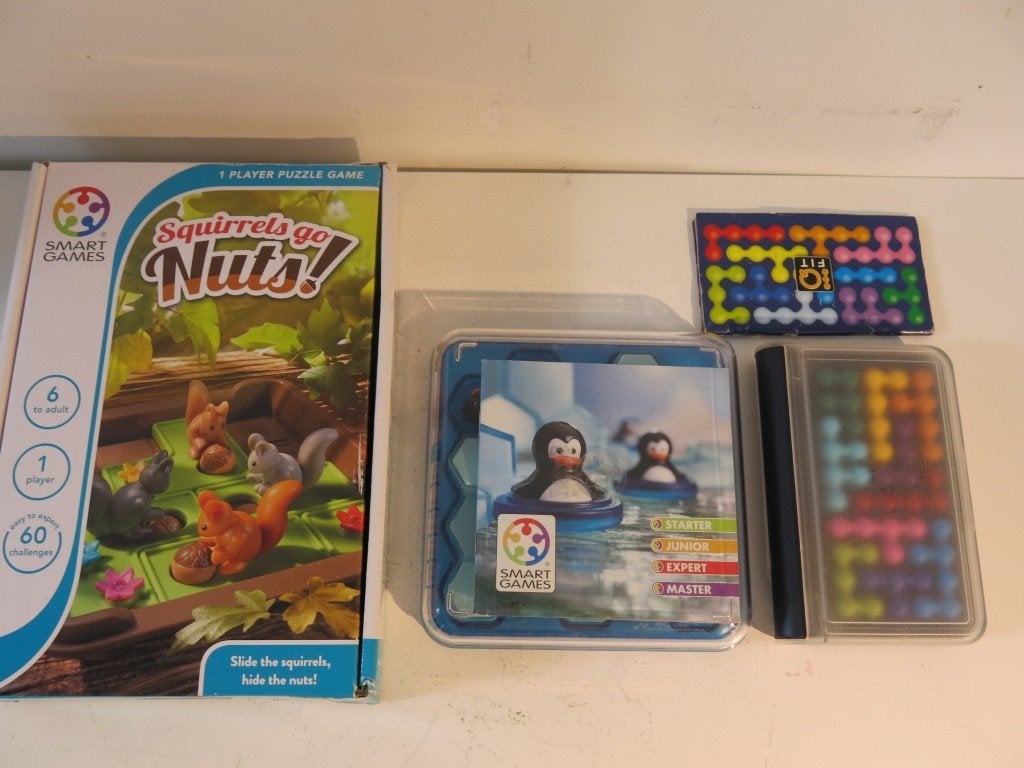 pakket 3 SmartGames (Squirrels Go Nuts, Penguins, IQ Pro), Ophalen of Verzenden, Zo goed als nieuw