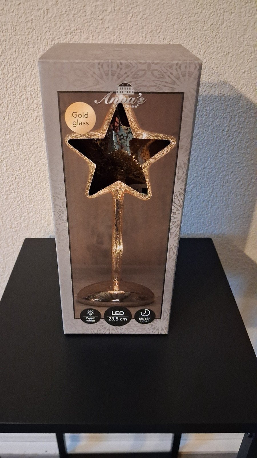 Anna's Collection LED Ster Gold Glass - Warm Wit - 23,5 cm, Ophalen of Verzenden, Nieuw