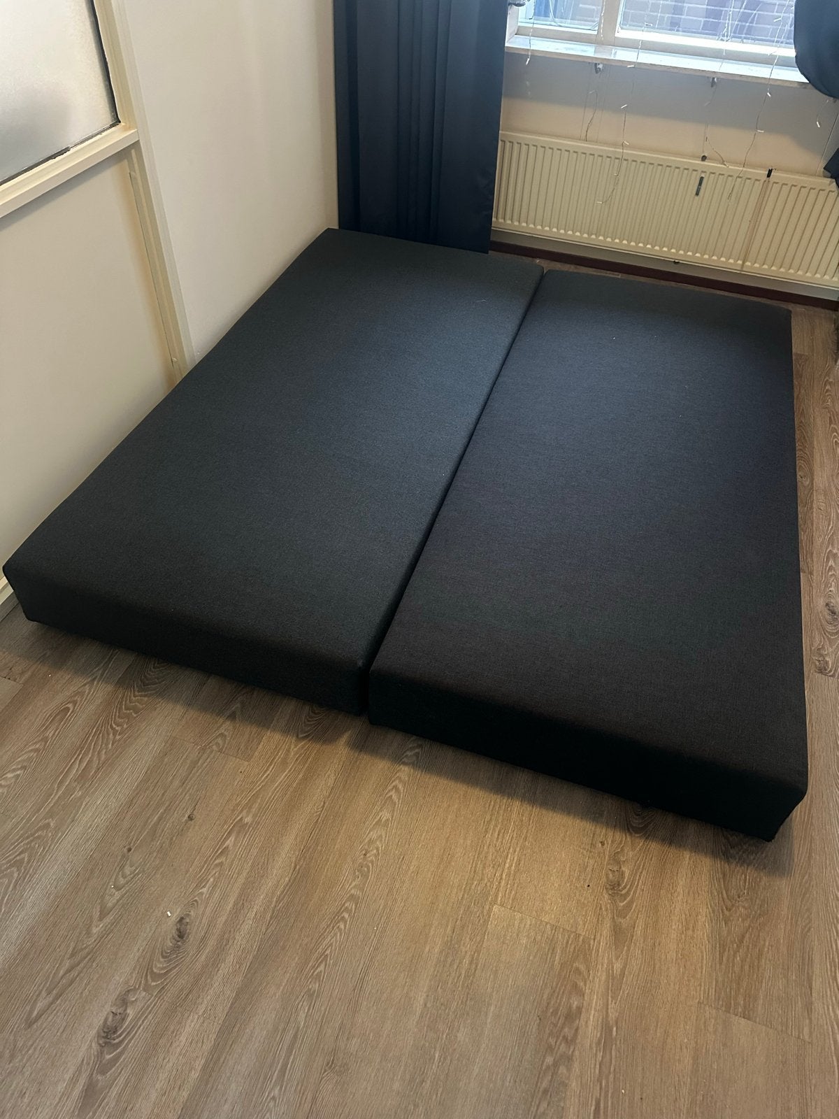 Boxspring 1x 90x200cm, Huis en Inrichting, Slaapkamer | Bedden, Ophalen, Gebruikt, Zwart, Tweepersoons
