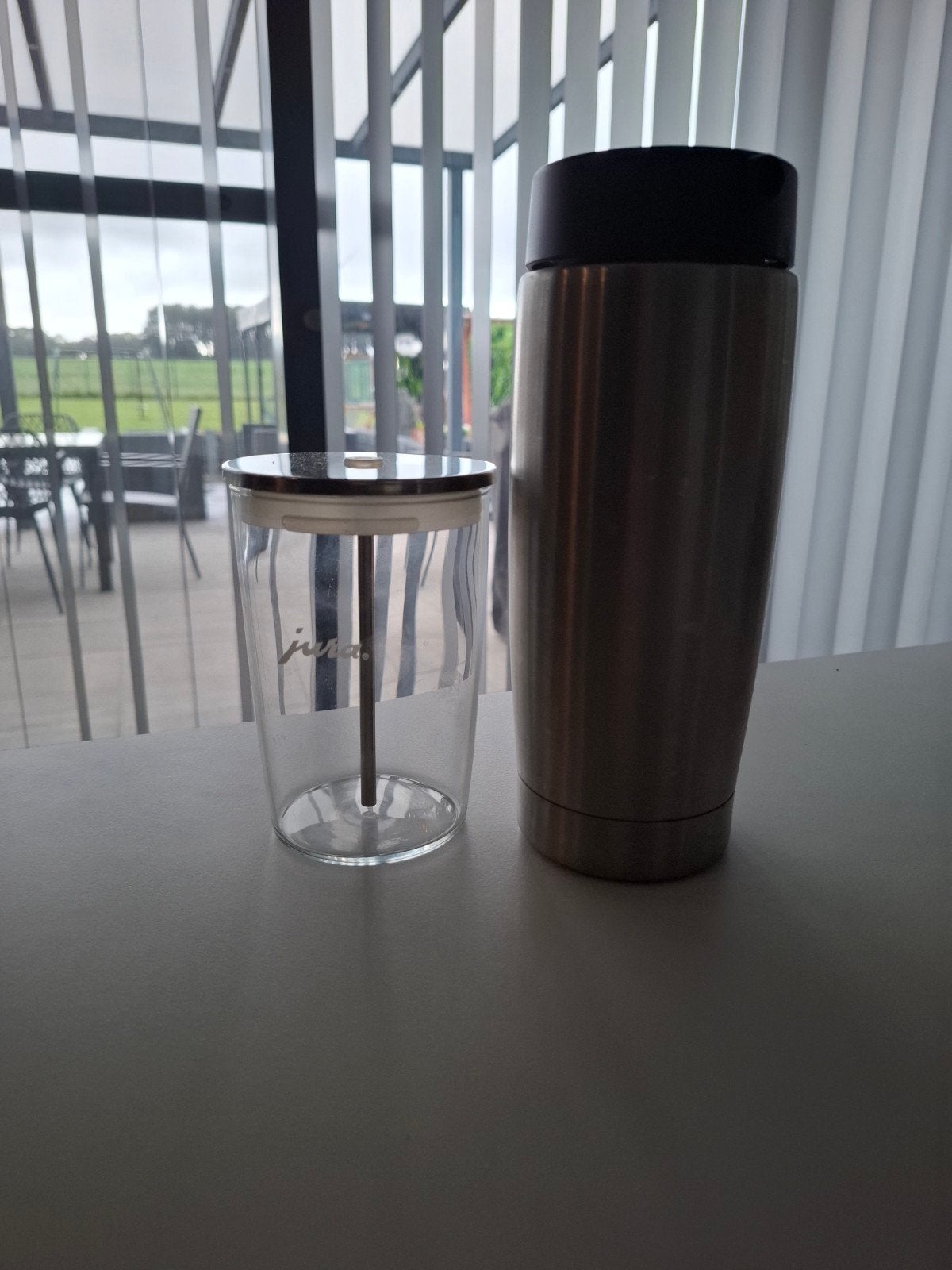Jura Glas en RVS melkhouder, Zilver, Ophalen of Verzenden, Zo goed als nieuw, Overige merken