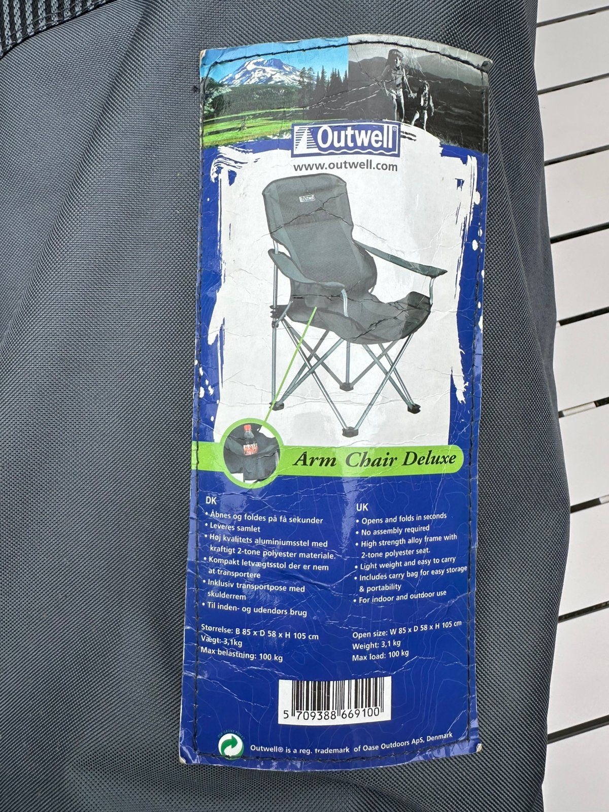 Outwell vouwstoel kampeerstoel arm chair deluxe tot 100 kg, Ophalen of Verzenden, Zo goed als nieuw, Campingstoel