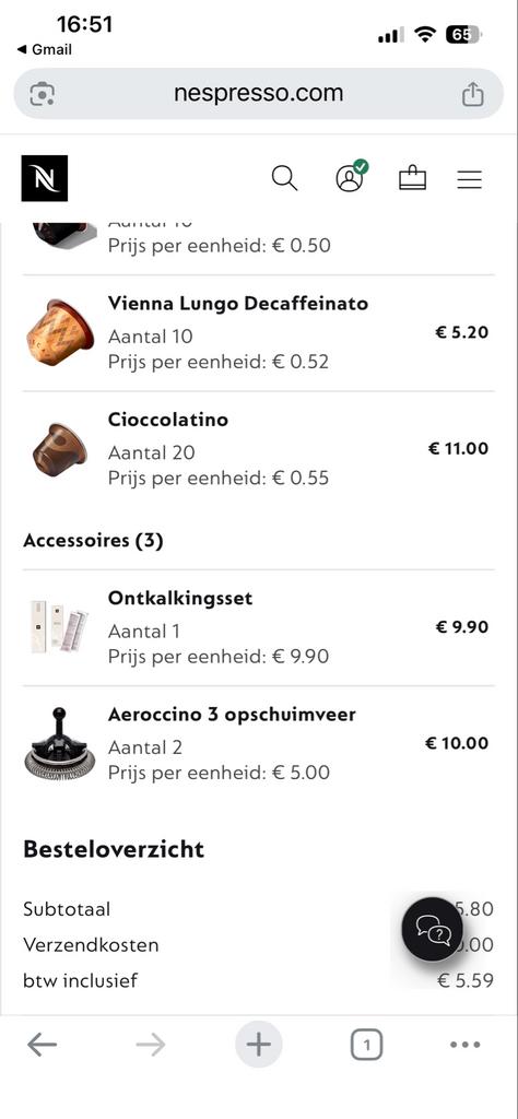 Nespresso Aeroccino 3 opschuimveer (1 stuk), Ophalen of Verzenden, Zo goed als nieuw