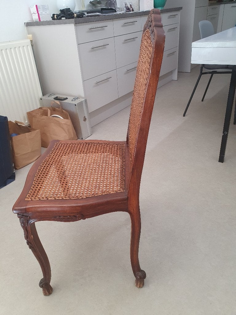 4 stoelen, klassiek met houtsnijwerk, Ophalen, Klassiek, antiek, Gebruikt, Bruin