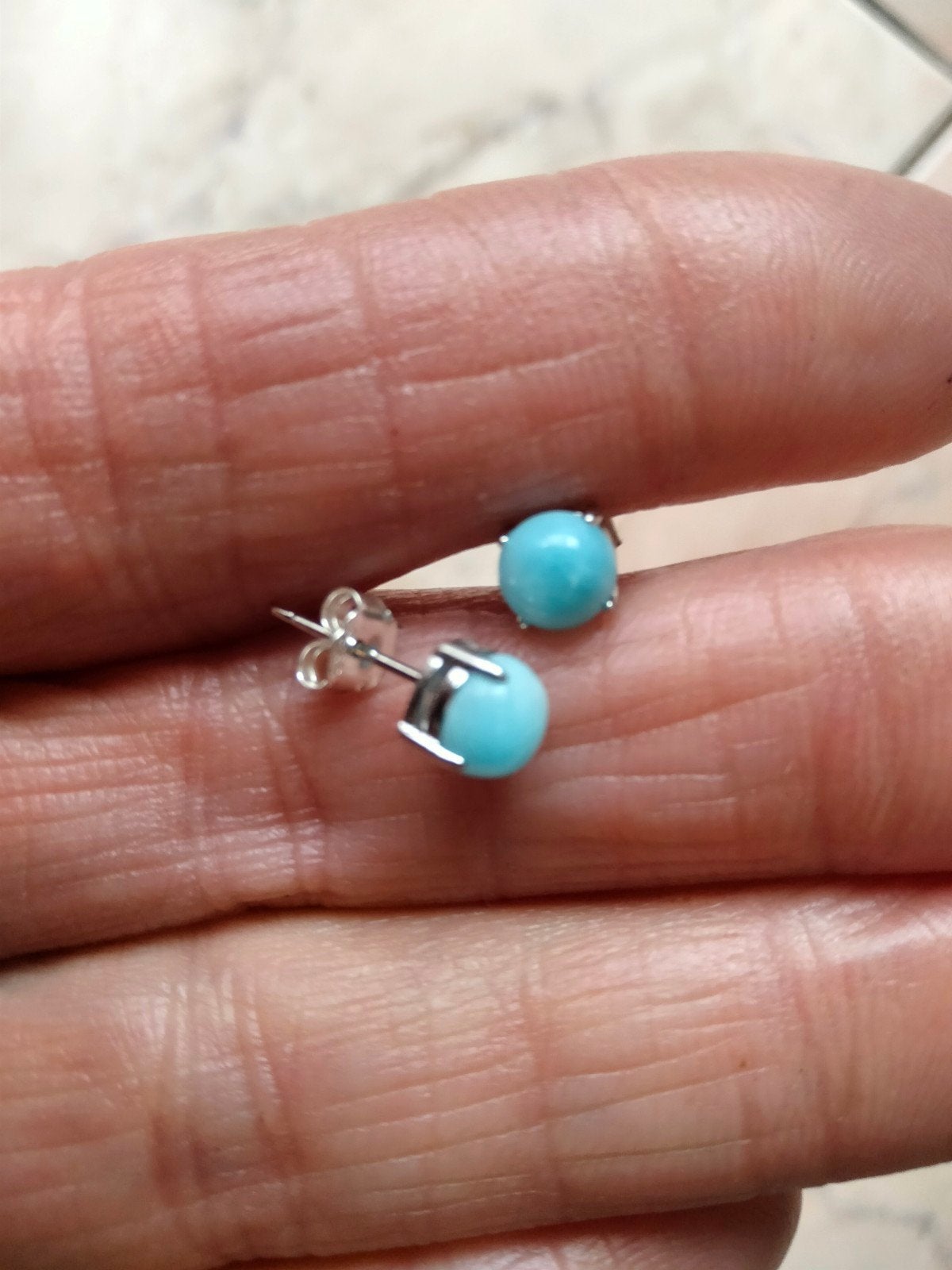 larimar oorbellen, Nieuw, Knopjes of Stekers, Zilver, Verzenden