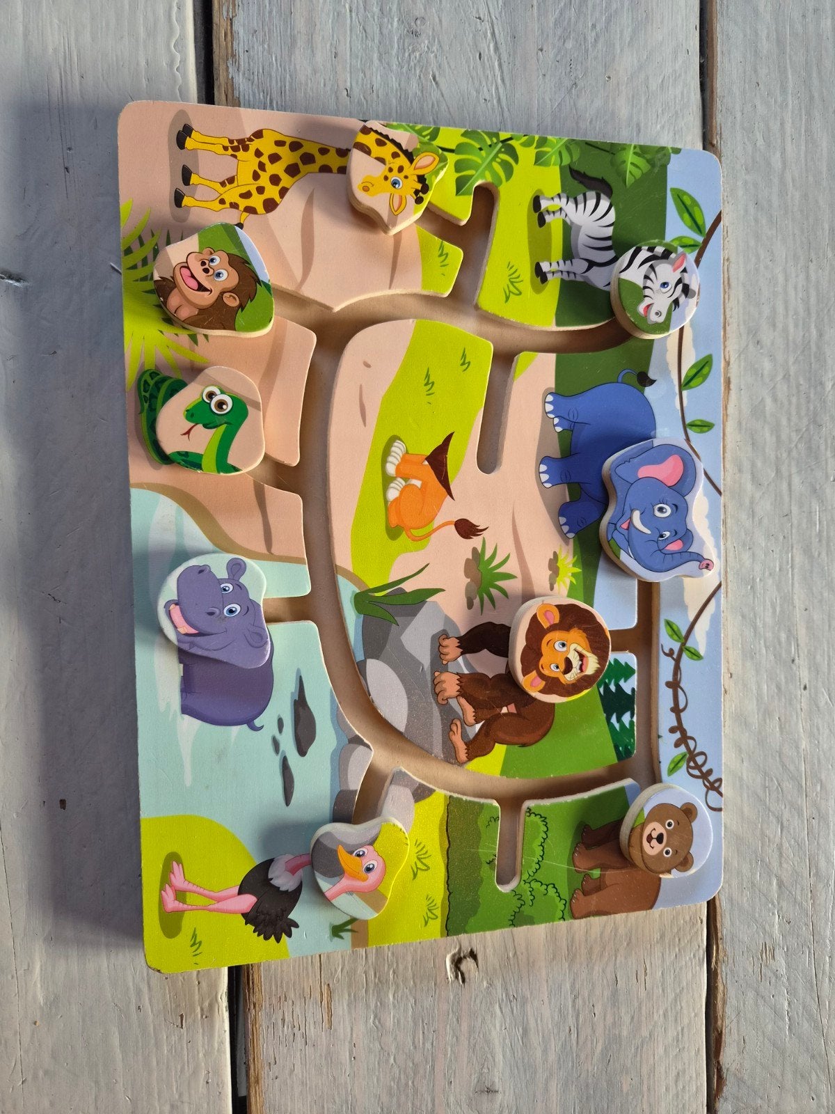 Houten Dieren Labyrint Puzzel - Educatief Speelgoed, Ophalen, Zo goed als nieuw, Overige typen