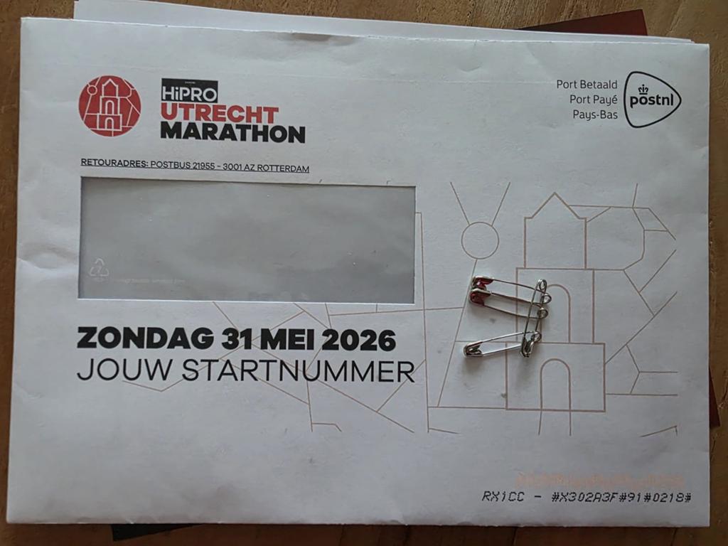 Startbewijs halve marathon Utrecht 31-05-2026 +tassenafgifte, Eén persoon
