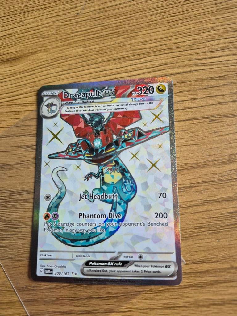 Dragapult EX Pokémon Kaart - ultra rare terra form, Ophalen, Zo goed als nieuw, Losse kaart, Foil