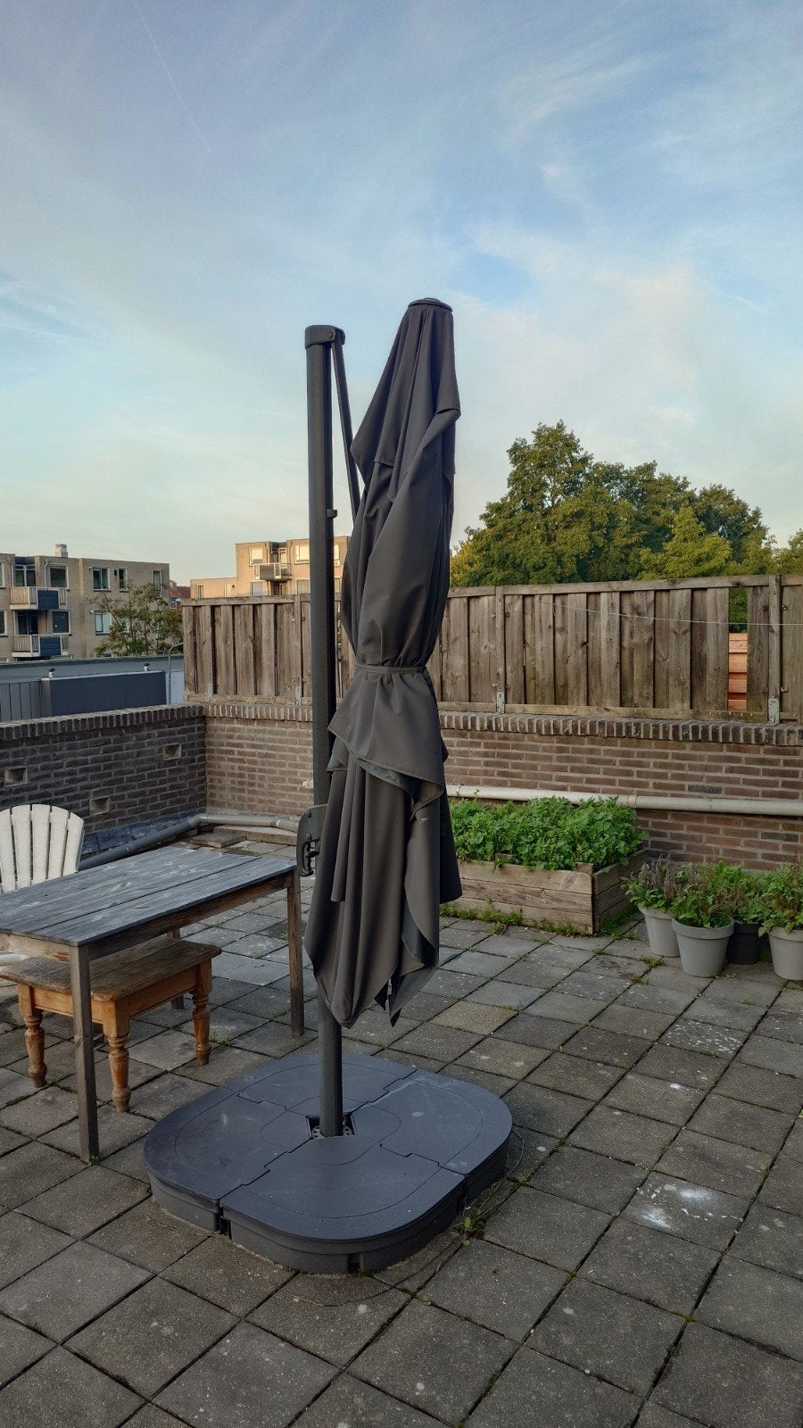 IKEA Seglarö zweefparasol met voet, Tuin en Terras, Ophalen, Gebruikt, 2 tot 3 meter, Zweefparasol