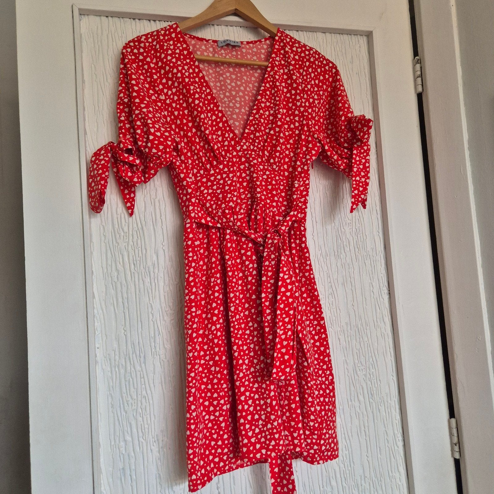 Loavies Rood Zomerjurkje met Hartjes & Strikmouwen | Maat XS, Ophalen of Verzenden, Maat 34 (XS) of kleiner, Boven de knie, Rood