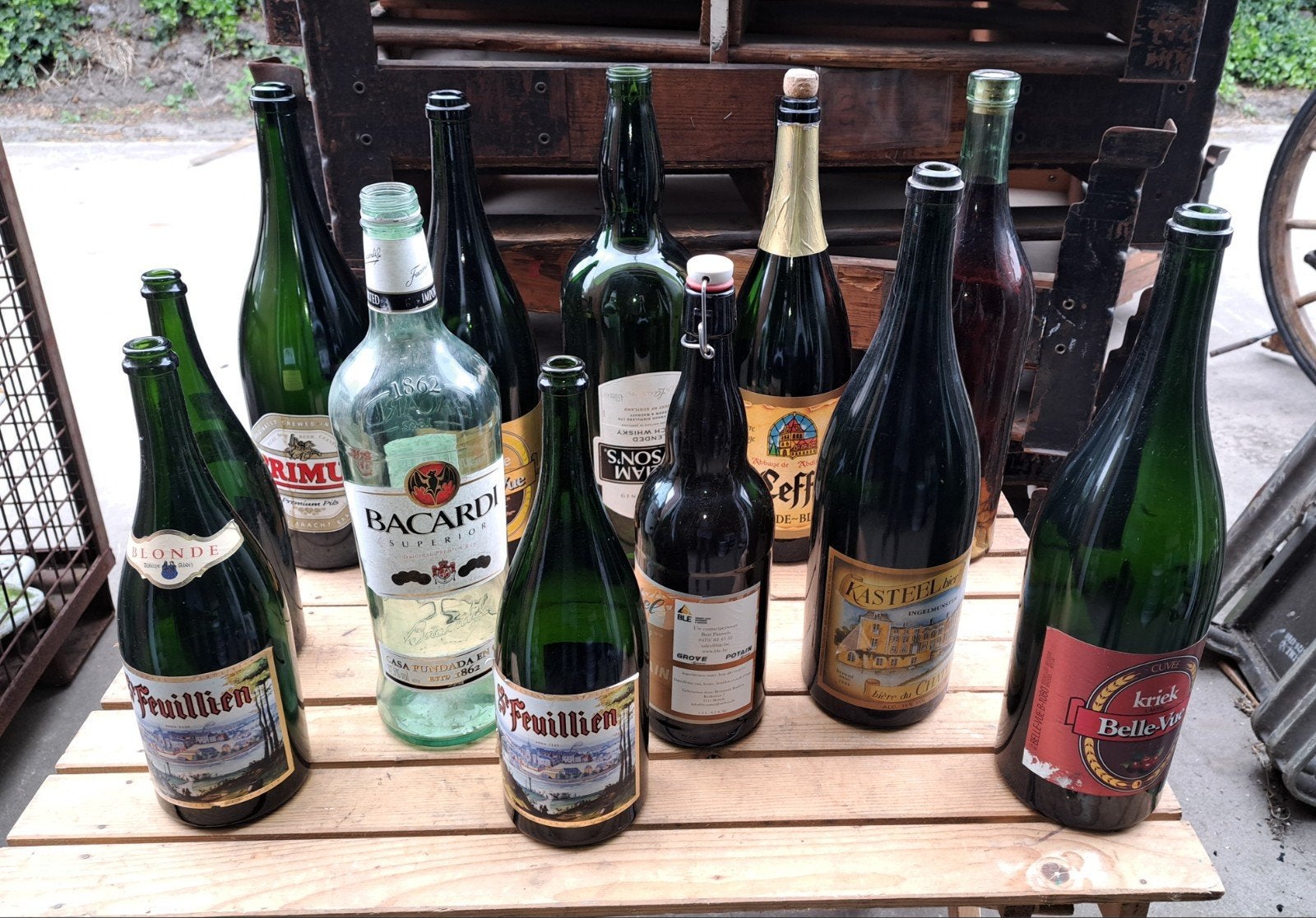 fles flessen oude flessen decoratie, Ophalen