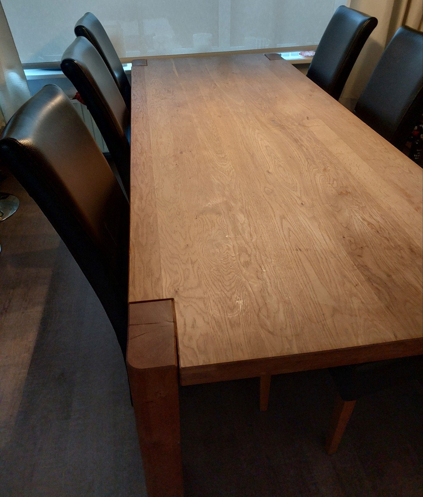 Grote eikenhouten eettafel 235x100cm voor 6-8 personen, Ophalen, Gebruikt, 100 tot 150 cm, Eikenhout