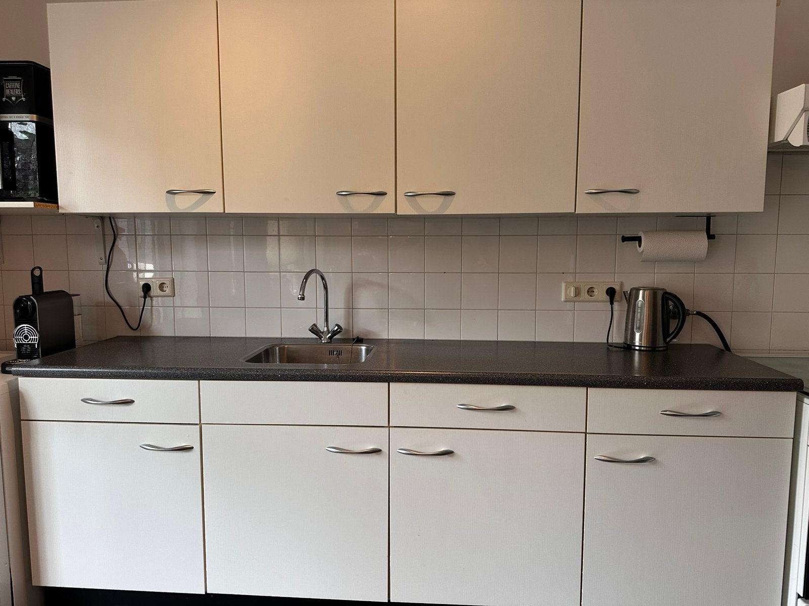 Keukenblok met 4 onderkasten en bovenkasten, Ophalen, Gebruikt, Wit, Enkelwandige keuken