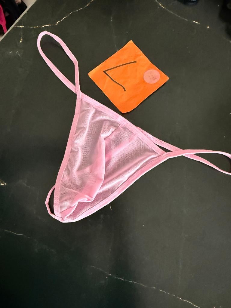 doorschijnende roze herenstring, maat L, Ophalen of Verzenden, Roze, Slip