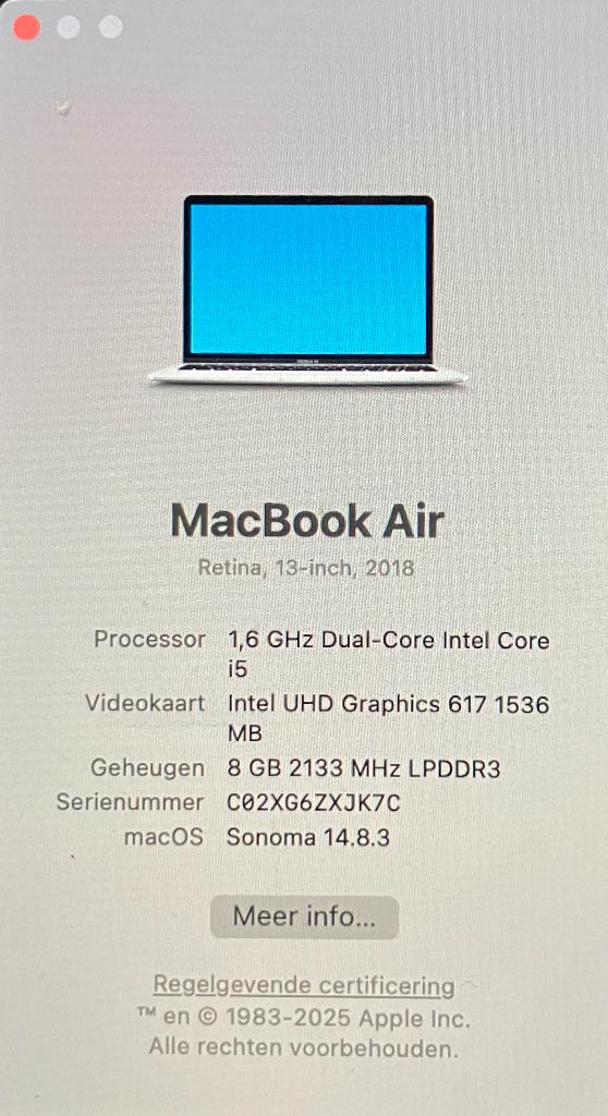 MacBook Air 13’’, Computers en Software, Apple Macbooks, Gebruikt, 8 GB, 13 inch, Minder dan 2 Ghz