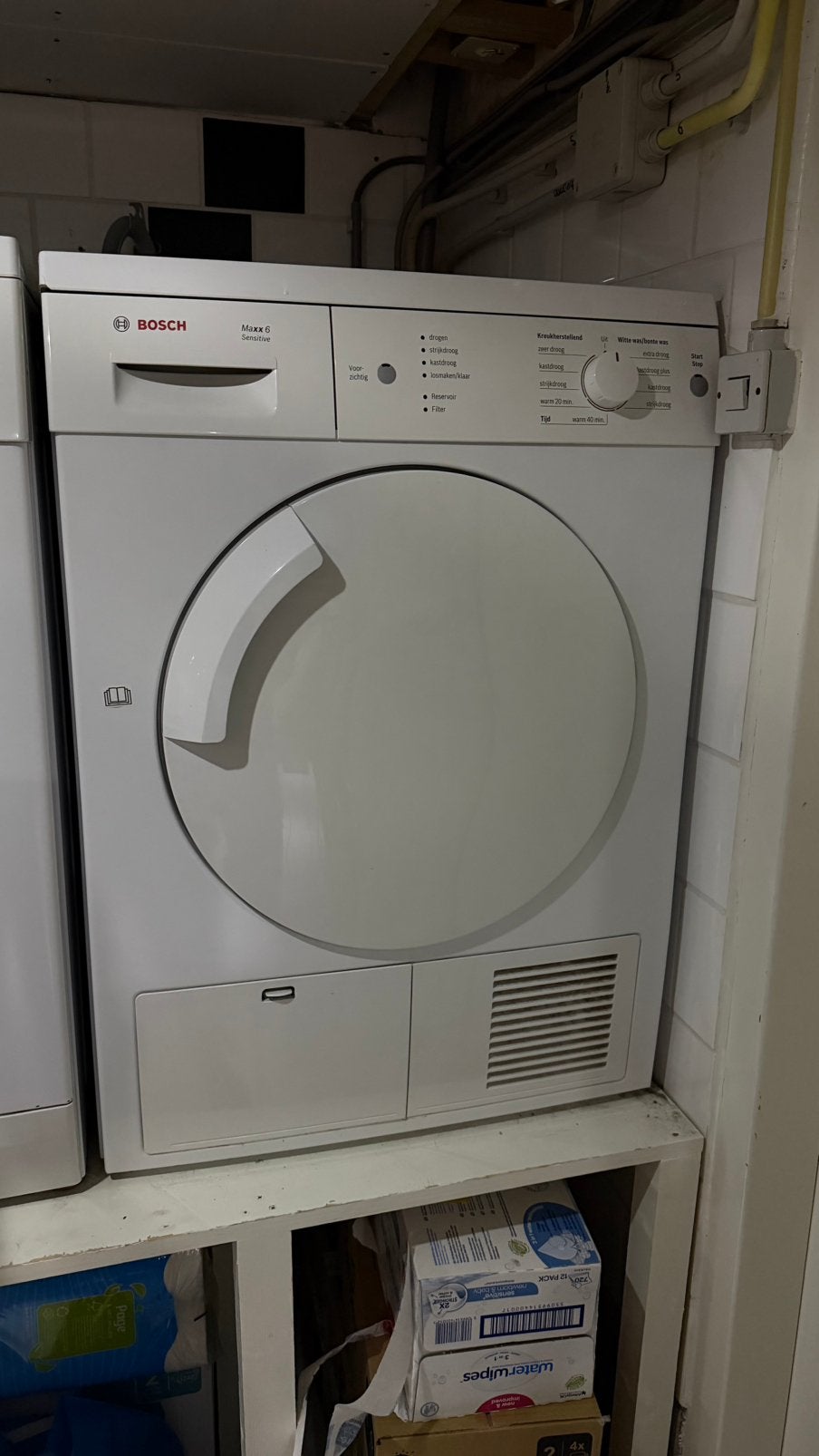 Bosch Maxx 6 droger - 6 kg maakt geluid, Witgoed en Apparatuur, Wasdrogers, Ophalen, 6 tot 8 kg, Zo goed als nieuw, 85 tot 90 cm