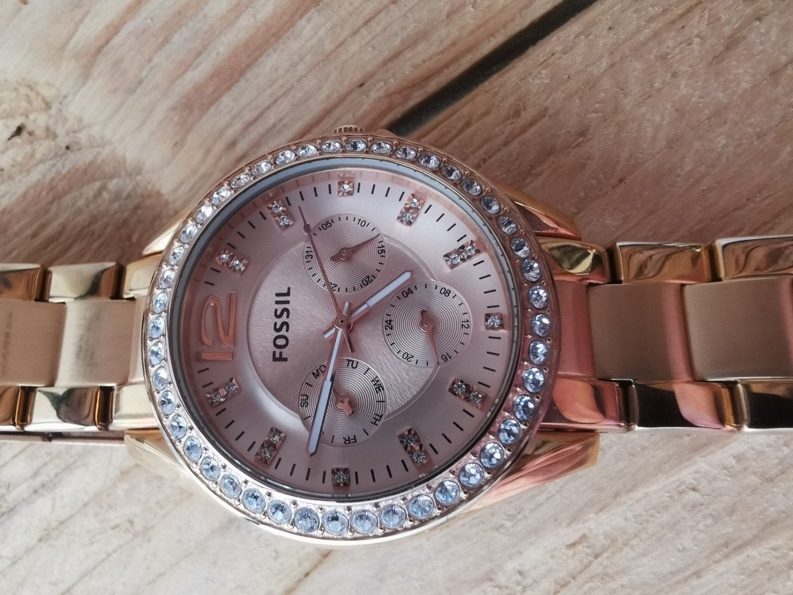 Fossil Riley ES2811 rosé gold, Sieraden, Tassen en Uiterlijk, Ophalen of Verzenden, Staal, Fossil
