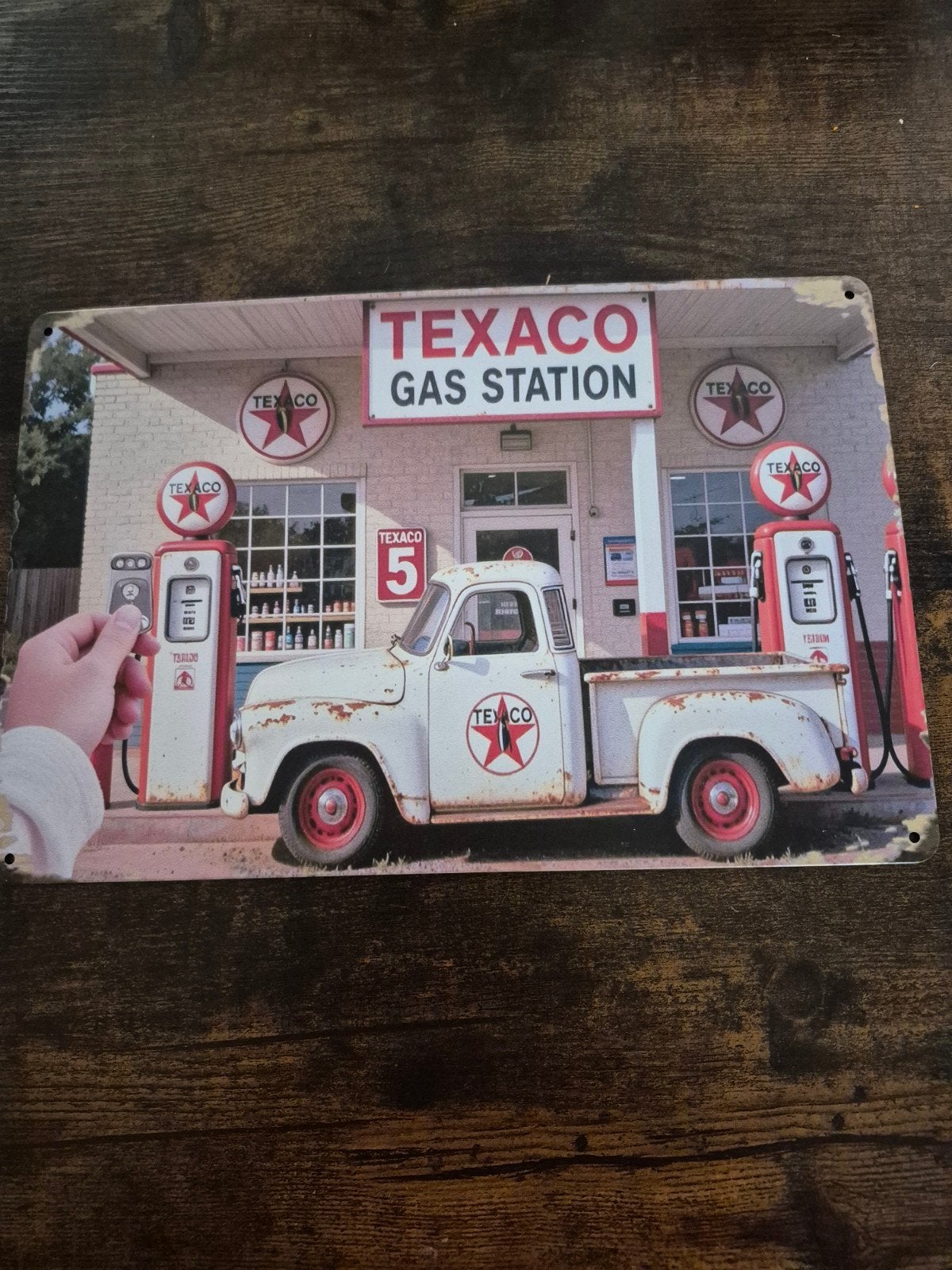 Texaco Gas Station Vintage Look Metalen Bord, Ophalen of Verzenden, Reclamebord