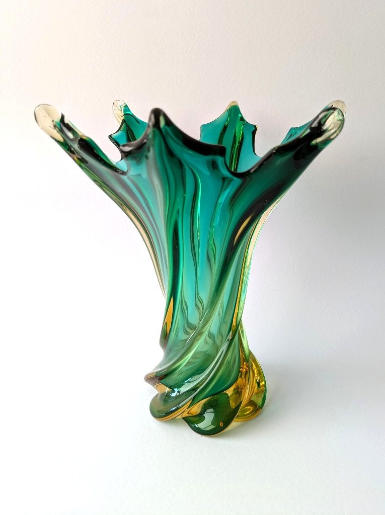 Glazen vaas Sommerso-techniek, Murano of Chribska, Ophalen of Verzenden