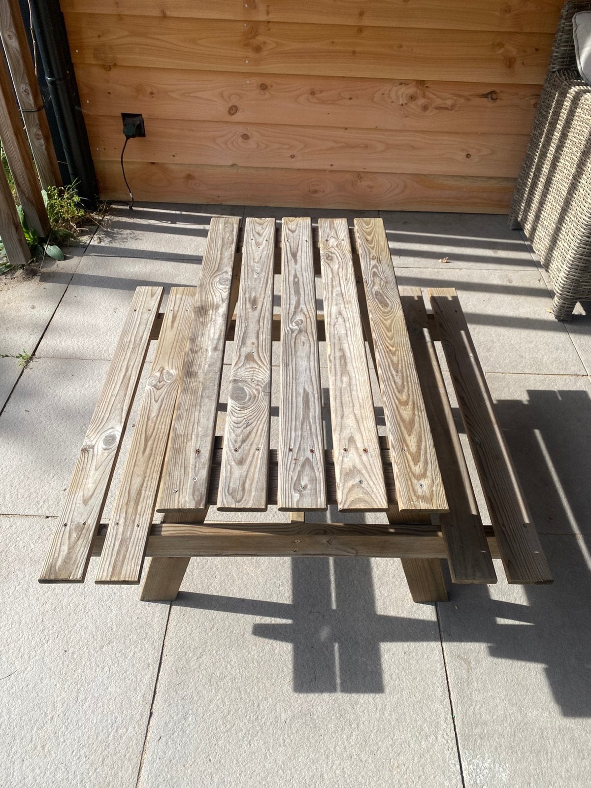 Kinder picknicktafel, Ophalen of Verzenden, Gebruikt, Rechthoekig, Hout