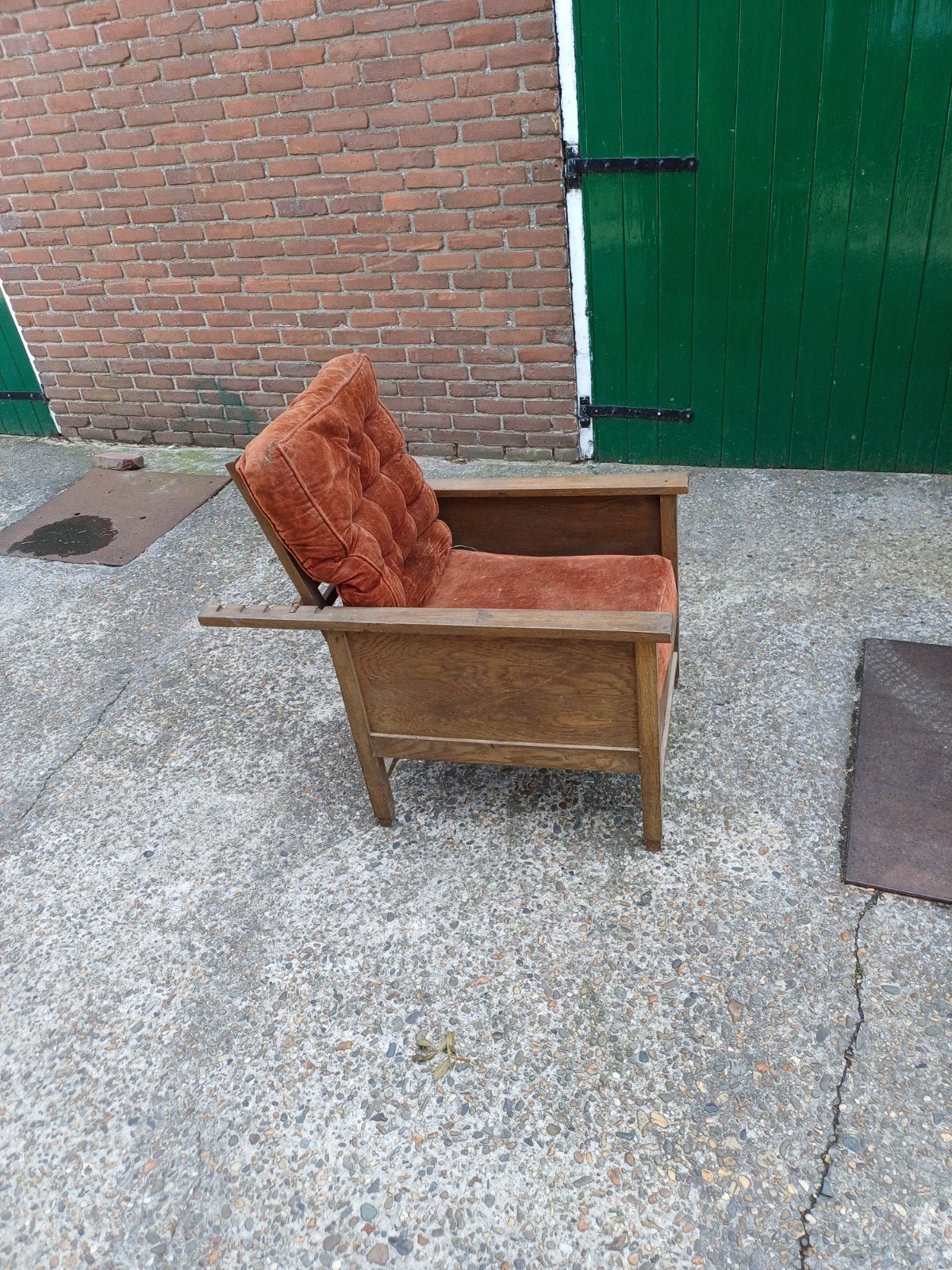 antieke rookstoel, Ophalen, Gebruikt, Hout, Antiek