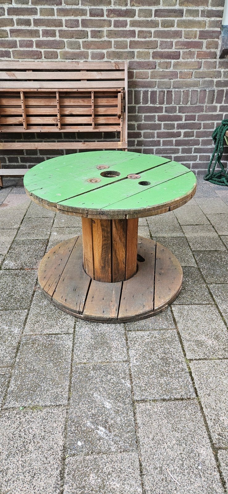Ronde (haspel) tafel, Tuin en Terras, Ophalen, Gebruikt, Rond, Hout
