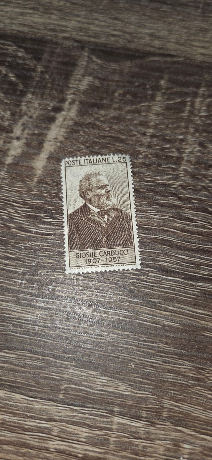 Italiaanse postzegel Giosuè Carducci 1907-1957, Ophalen of Verzenden, Gestempeld