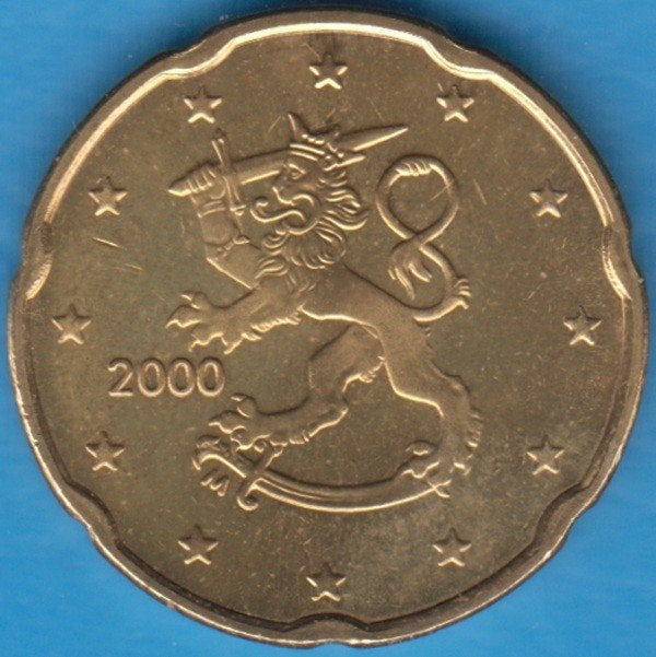 Finland 20 eurocent 2000 UNC in munthouder - lastige munt, Verzenden, Finland, 20 cent, Losse munt