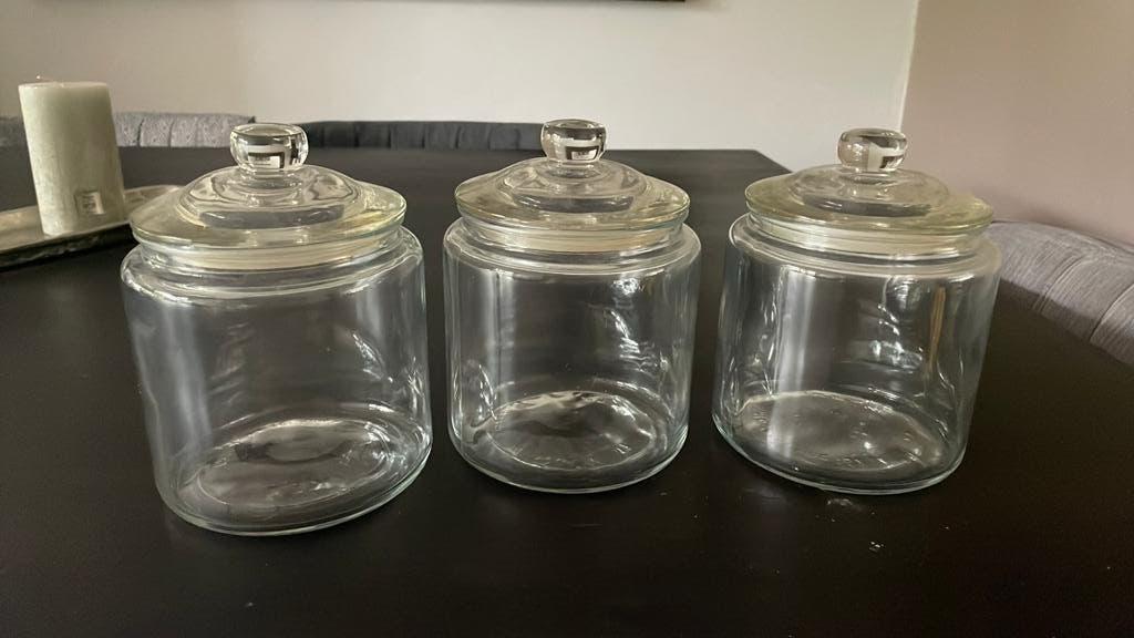 3x Bewaar glazen potten, Huis en Inrichting, Keuken | Potten en Pannen, Ophalen of Verzenden, Zo goed als nieuw, Glas, Pot, Bus of Blik