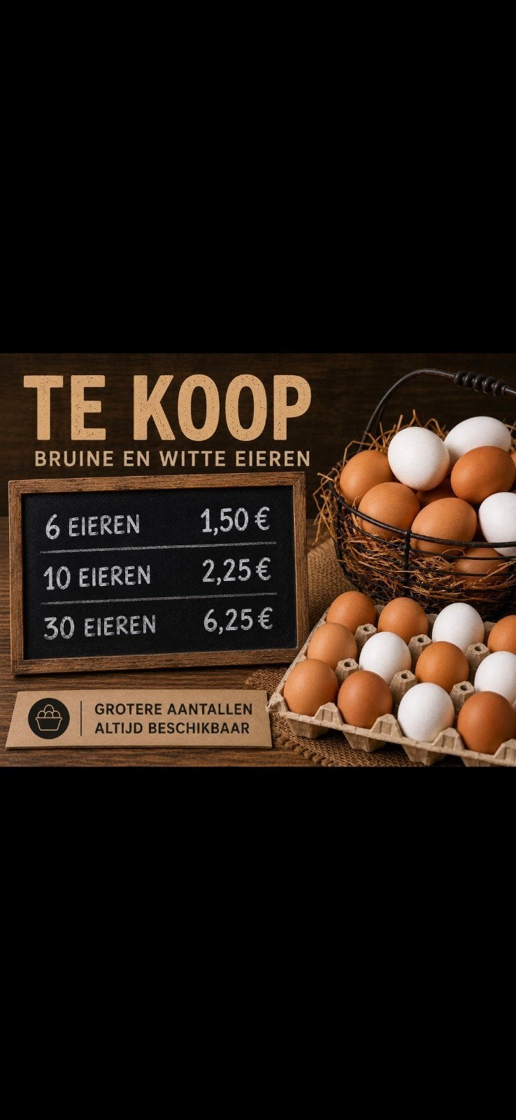 Verse bruine en witte eieren te koop, Ophalen of Verzenden