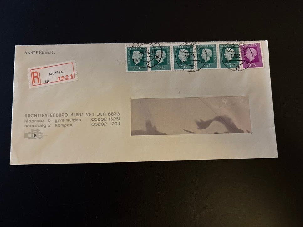 Aangetekende brief Kampen 1978, Postzegels en Munten, Ophalen of Verzenden, Envelop