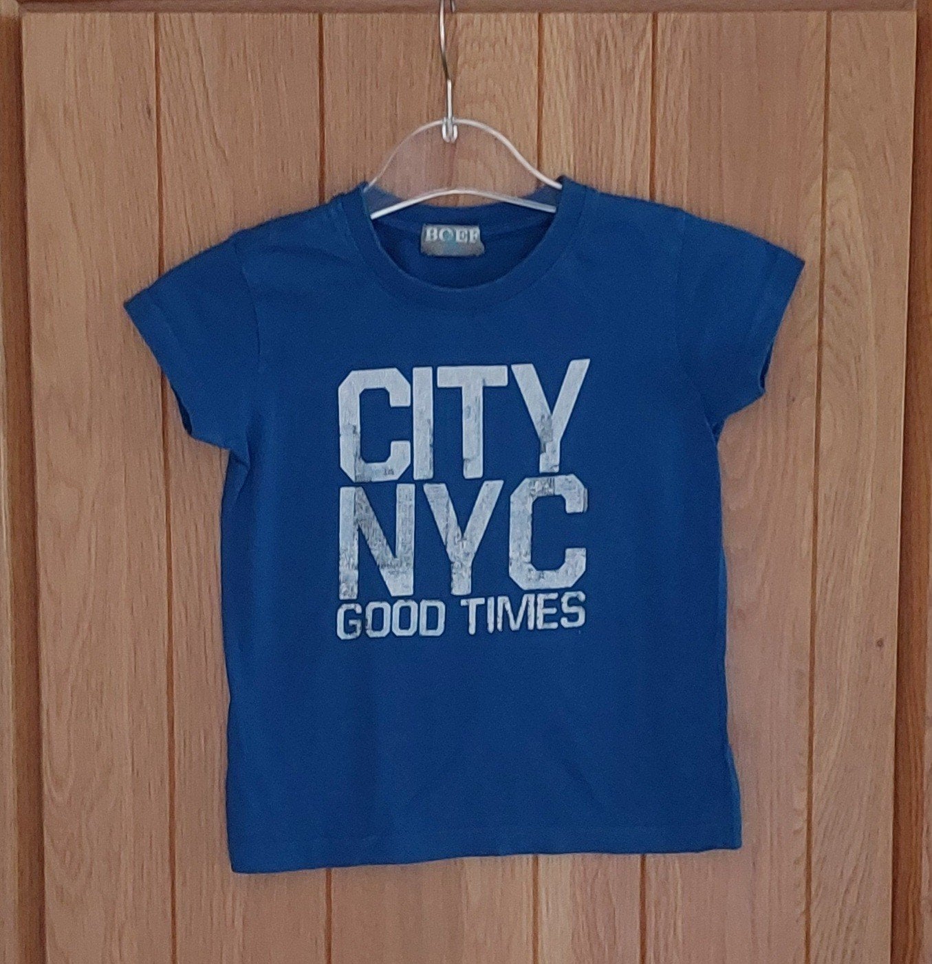 Blauw T-shirt van Boef - Maat 110/116, Ophalen, Boef, Zo goed als nieuw, Shirt of Longsleeve