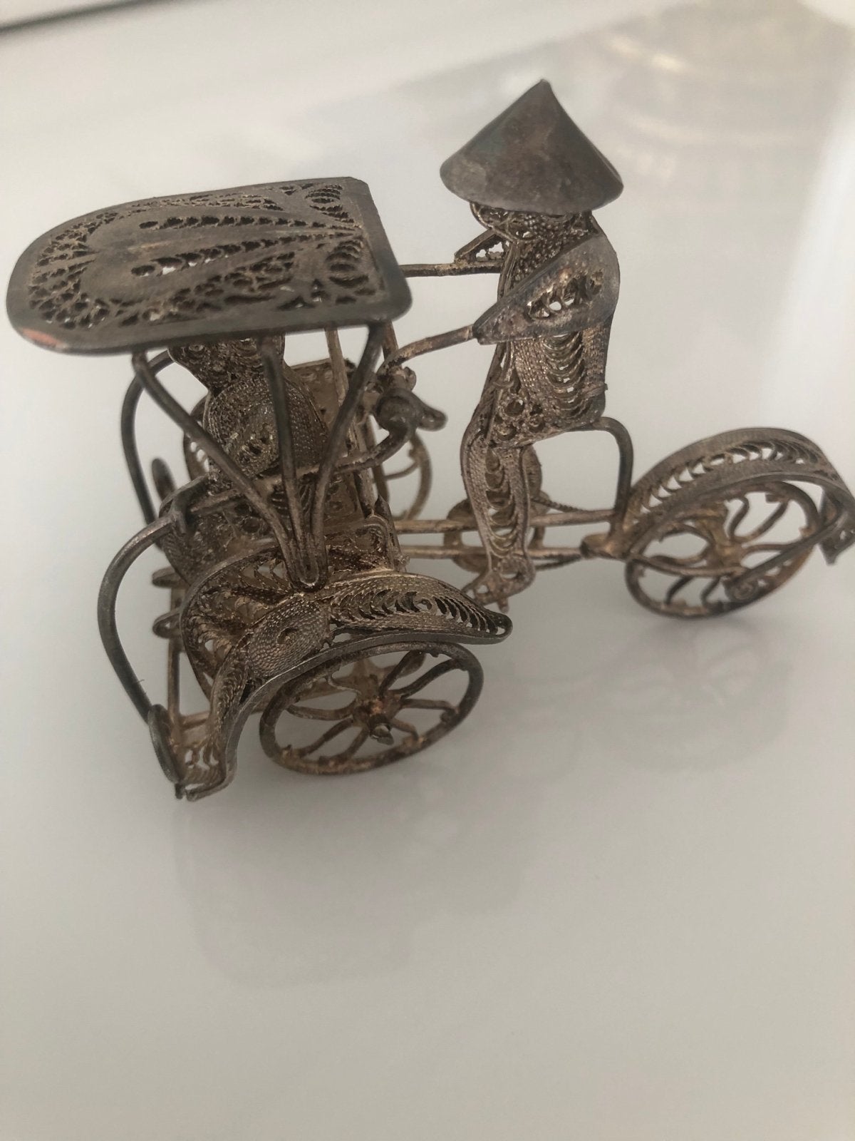 Zilverkleurig Filigraan Riksja Miniatuur, Antiek en Kunst, Ophalen