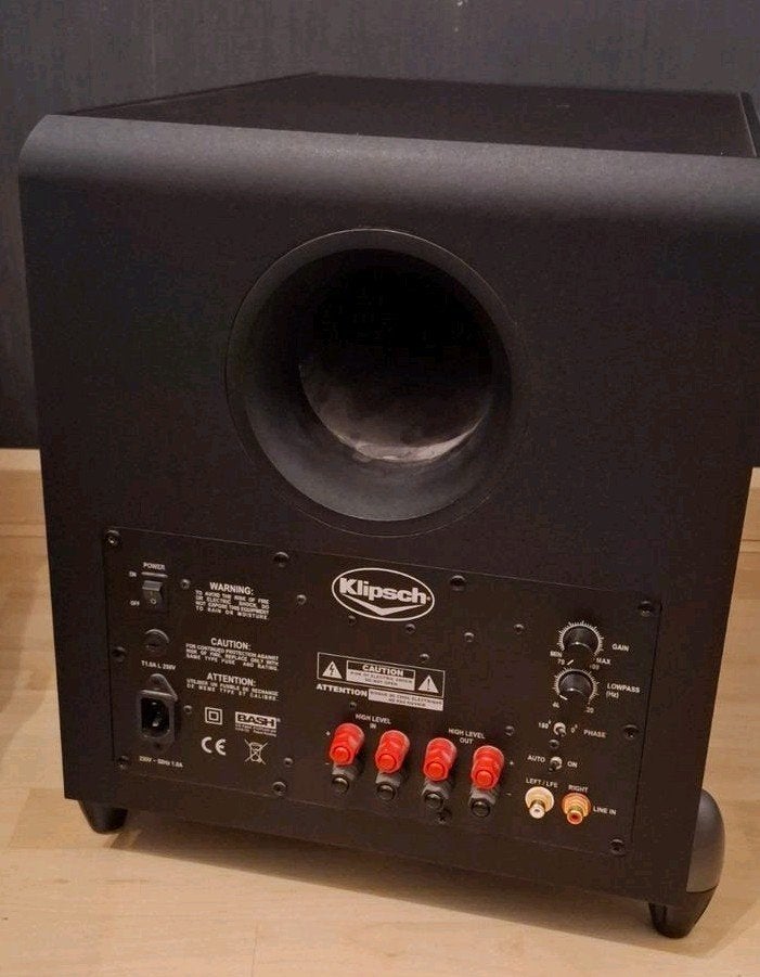 Klipsch Subwoofer SUB 10, Overige merken, Ophalen of Verzenden, Zo goed als nieuw, Geschikt voor surround/home cinema