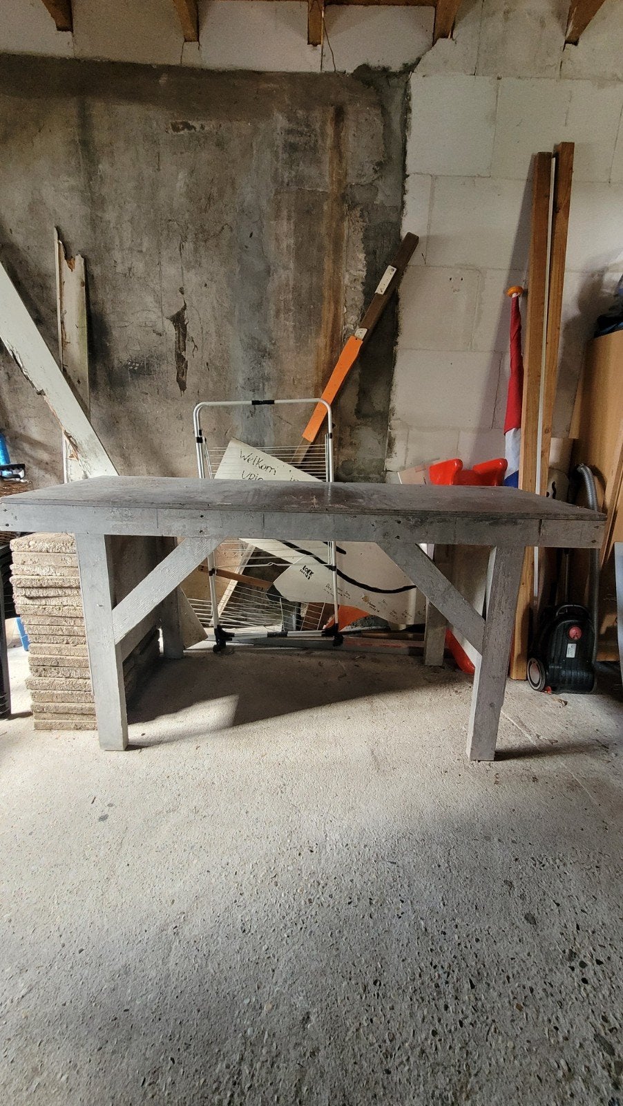 Robuuste houten werkbank / tafel, Ophalen, Gebruikt, Industrieel, robuust, 50 tot 100 cm