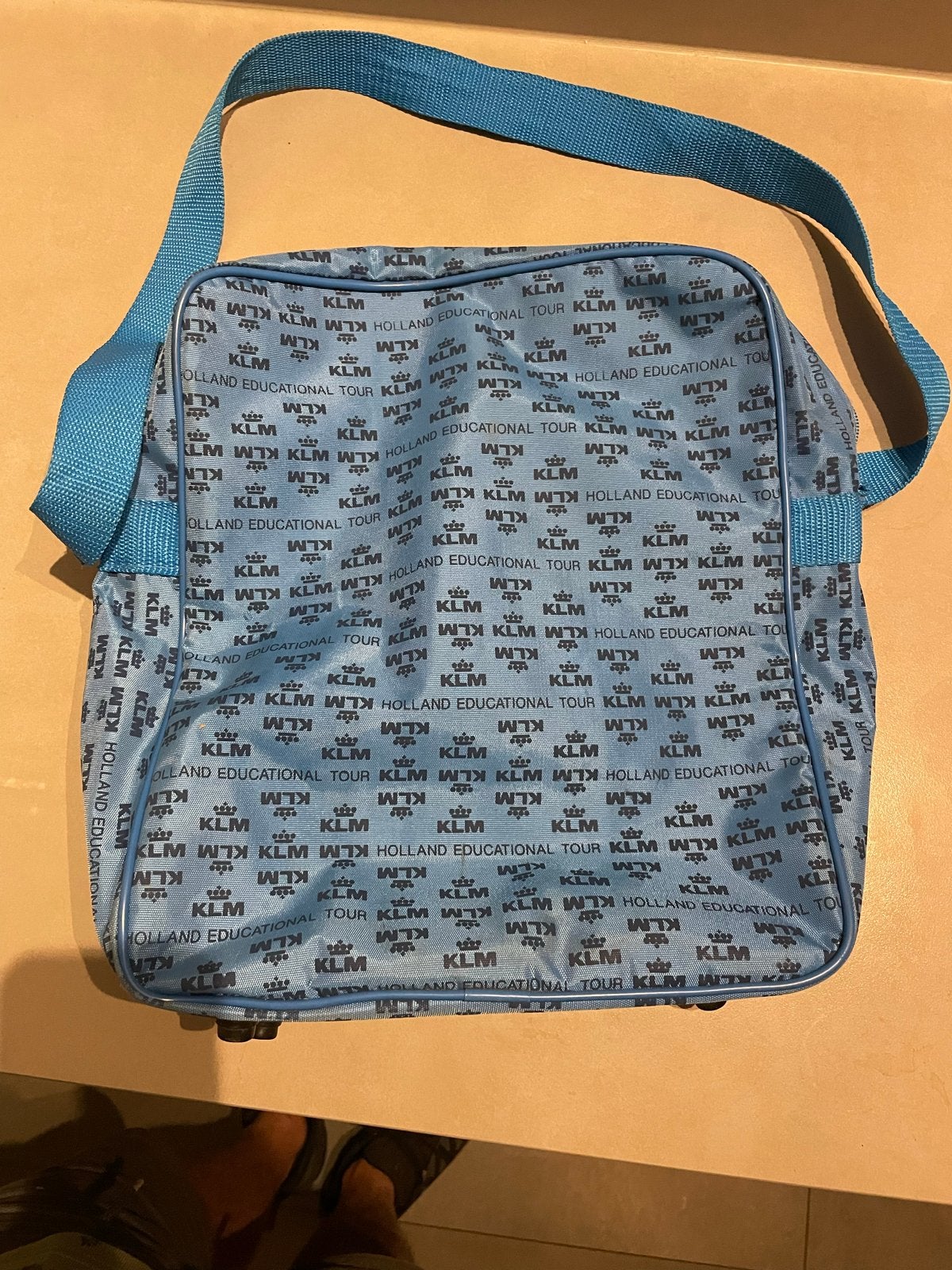 Vintage KLM Holland Educational Tour Schoudertas, Ophalen of Verzenden, Gebruikt, Blauw, Overige merken