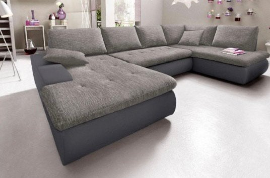 Grijze hoekbank met chaise longue, Huis en Inrichting, Banken | Bankstellen, Ophalen, 250 tot 300 cm, Gebruikt, Hoekbank