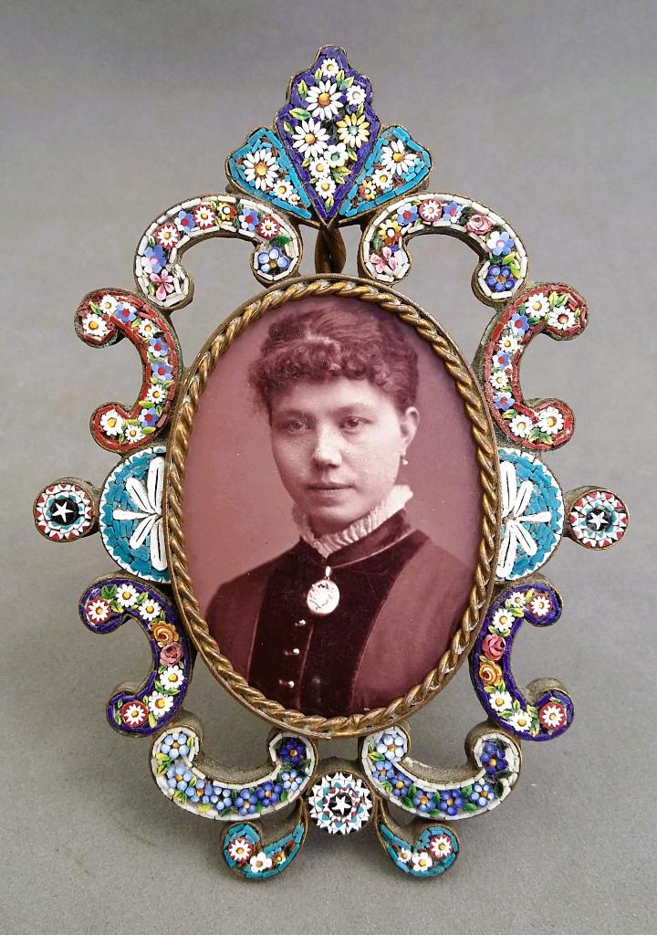 Om1900-1925 Micro Mozaïek Glas Steentjes Fotolijst Staander, Ophalen of Verzenden