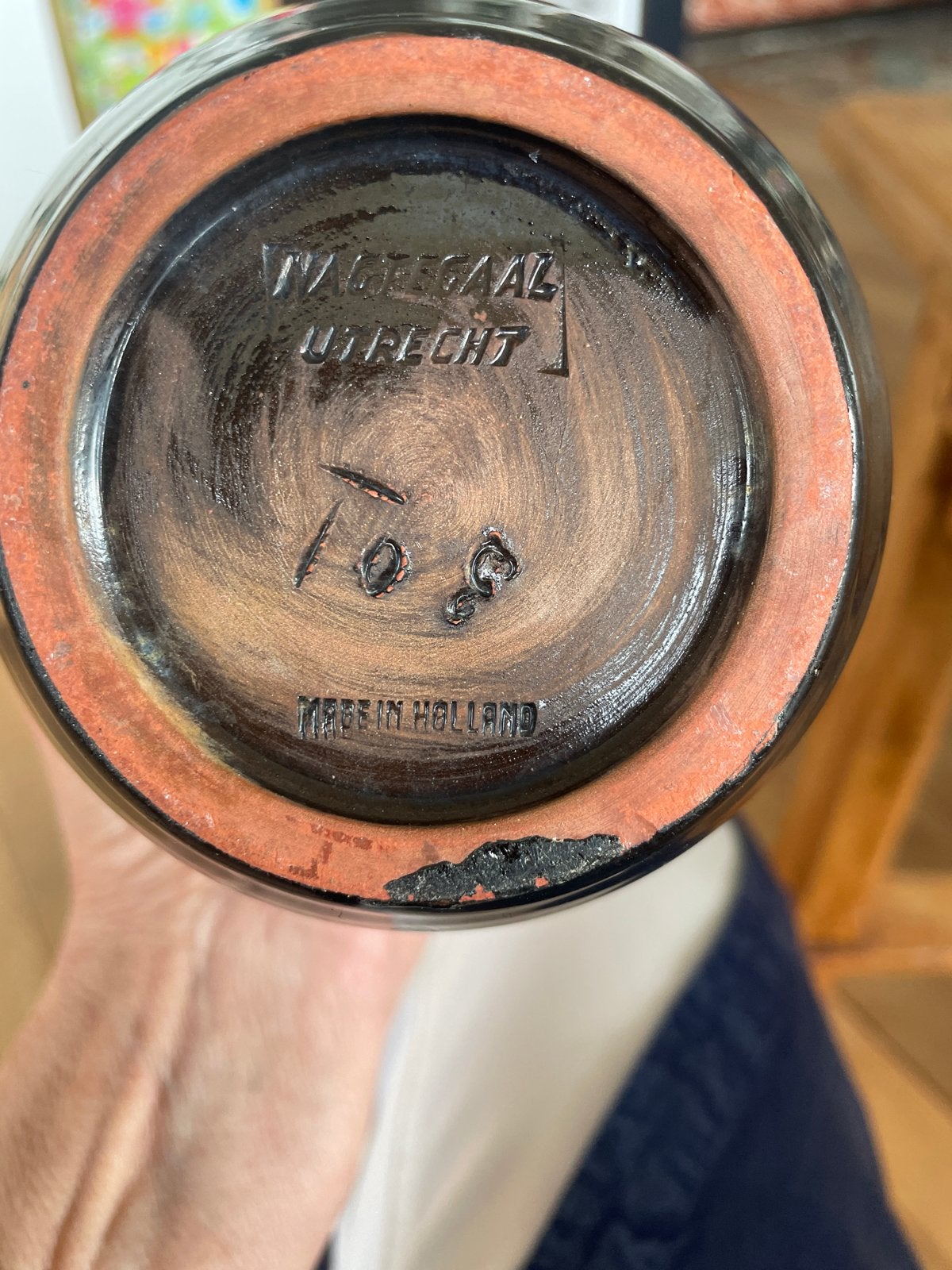 Vintage aardewerk vaas "Nagtegaal UTRECHT" - Made in Holland, Antiek en Kunst, Ophalen of Verzenden