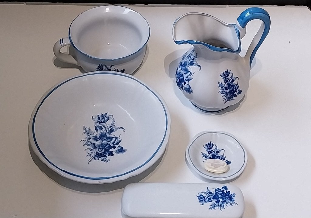 5 delig Porseleinen Lampetstel, Delfts Blauwe Kleuren, Ophalen of Verzenden