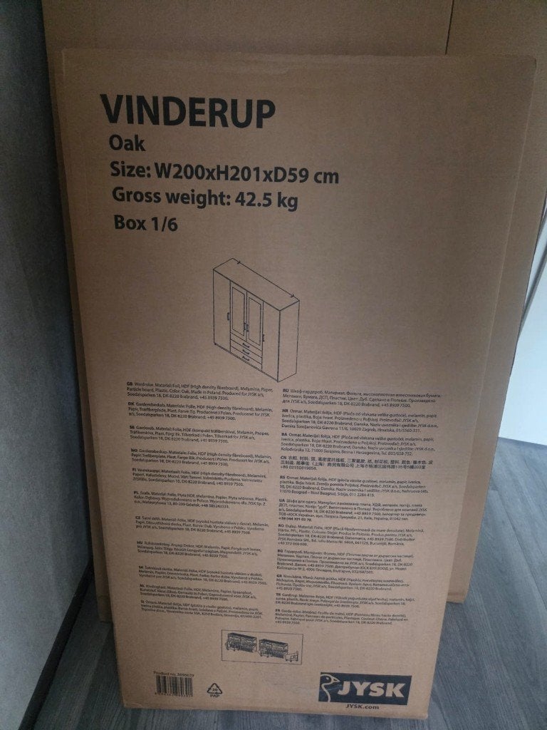 Nieuwe JYSK VINDERUP kledingkast 200x201x59 cm | Ongeopend, Ophalen, 200 cm of meer, Modern, 150 tot 200 cm