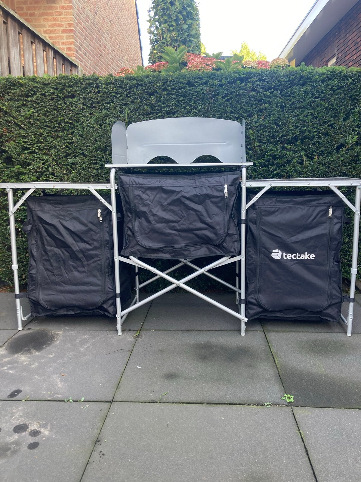 Tectake Campingkeuken met Opbergruimte en Windscherm, Caravans en Kamperen, Ophalen of Verzenden, Zo goed als nieuw