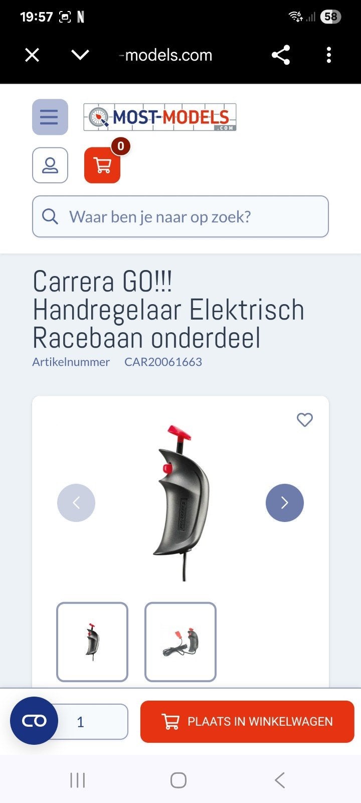 2 Nieuwe Carrera GO!!! Handregelaars - Elektrisch, Onderdelen, Carrera, Nieuw, Ophalen of Verzenden
